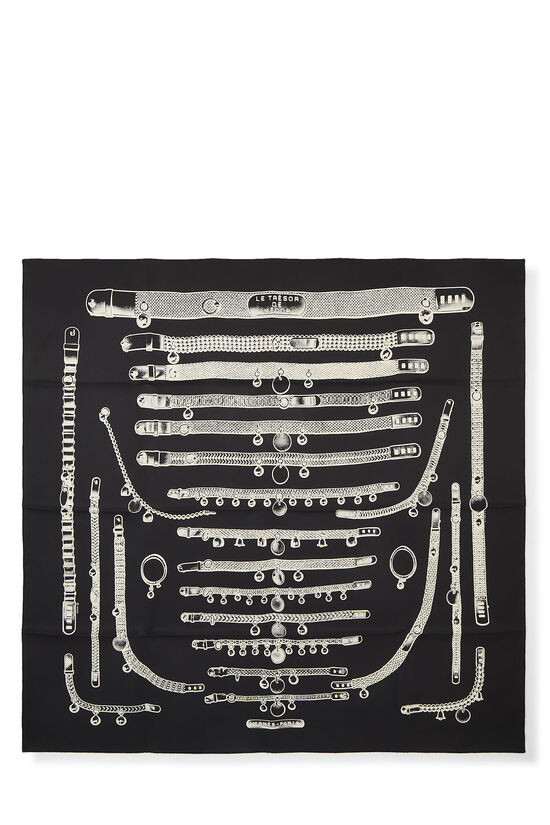 Hermès Black & Multicolor 'Le Tresor de Medor' Silk Scarf 90 QGA0572NKA931 | WGACA | What Goes Around Comes Around
