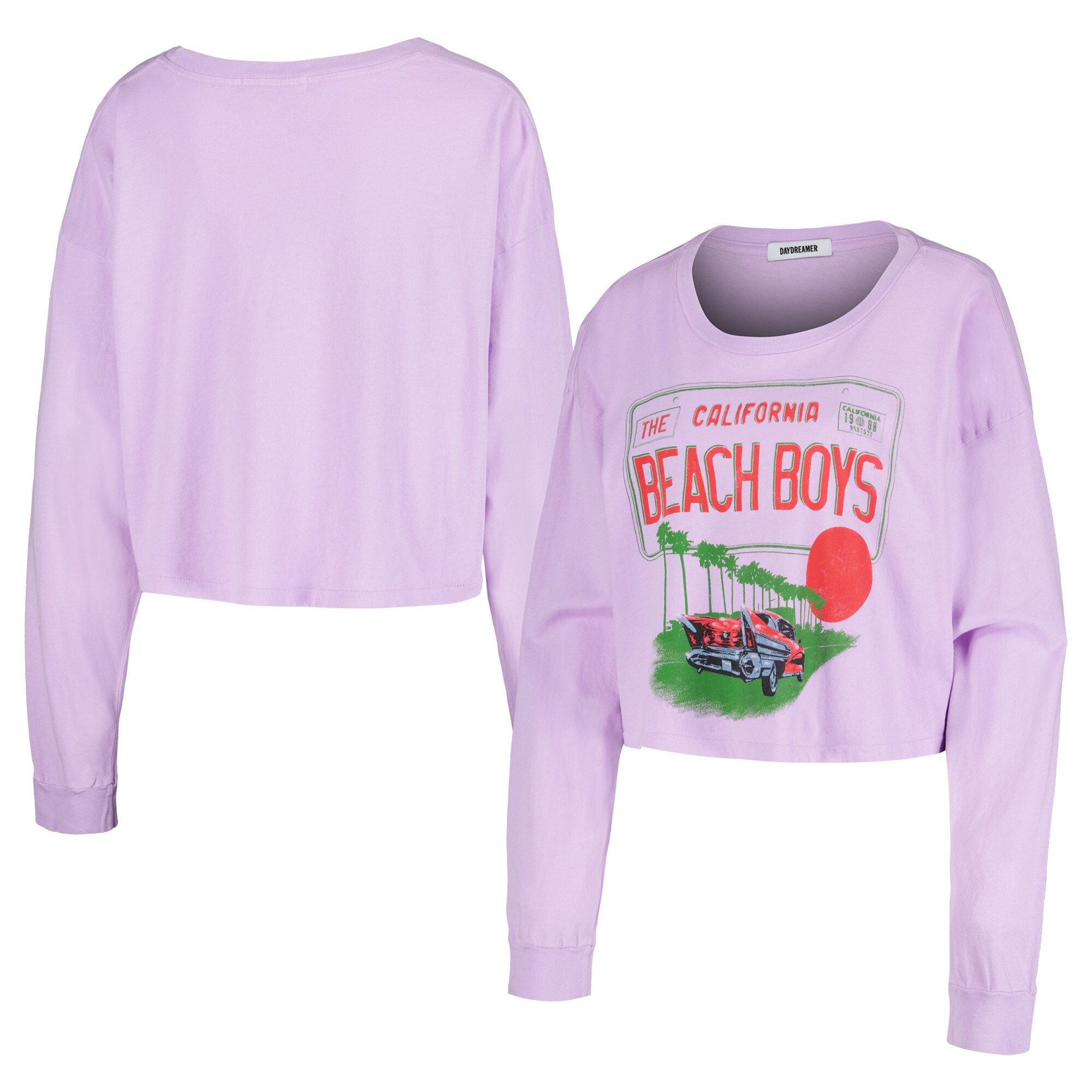 The Beach Boys Daydreamer Women's License Plate Cropped Long Sleeve T-Shirt - Purple | Lids