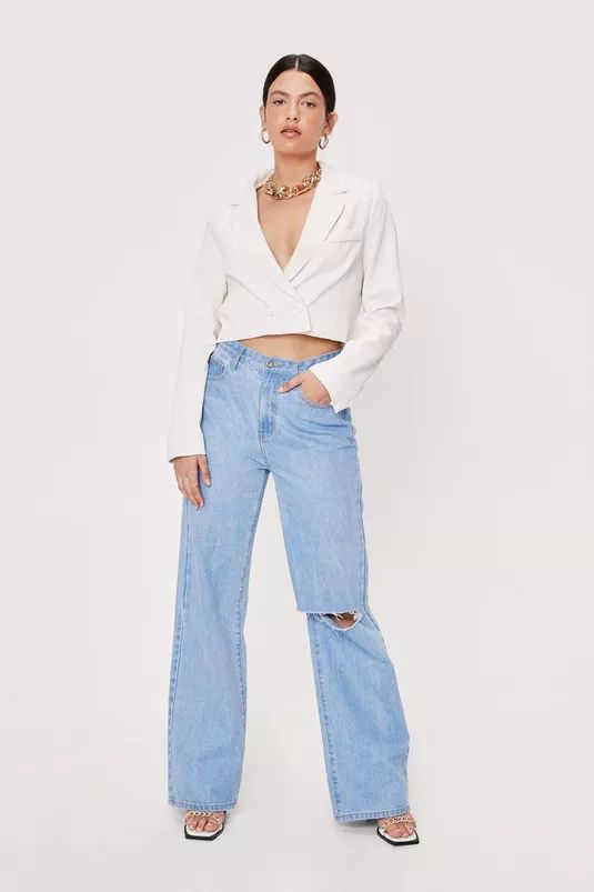 Cropped Double Breasted Long Sleeve Blazer | Nasty Gal (US)