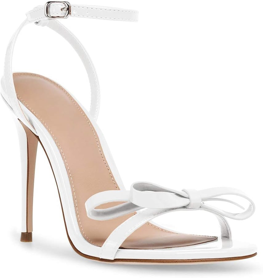 PiePieBuy Womens Bowknot Heeled Sandals Ankle Strap Buckle Open Toe High Stiletto Heel Pump Dress... | Amazon (US)