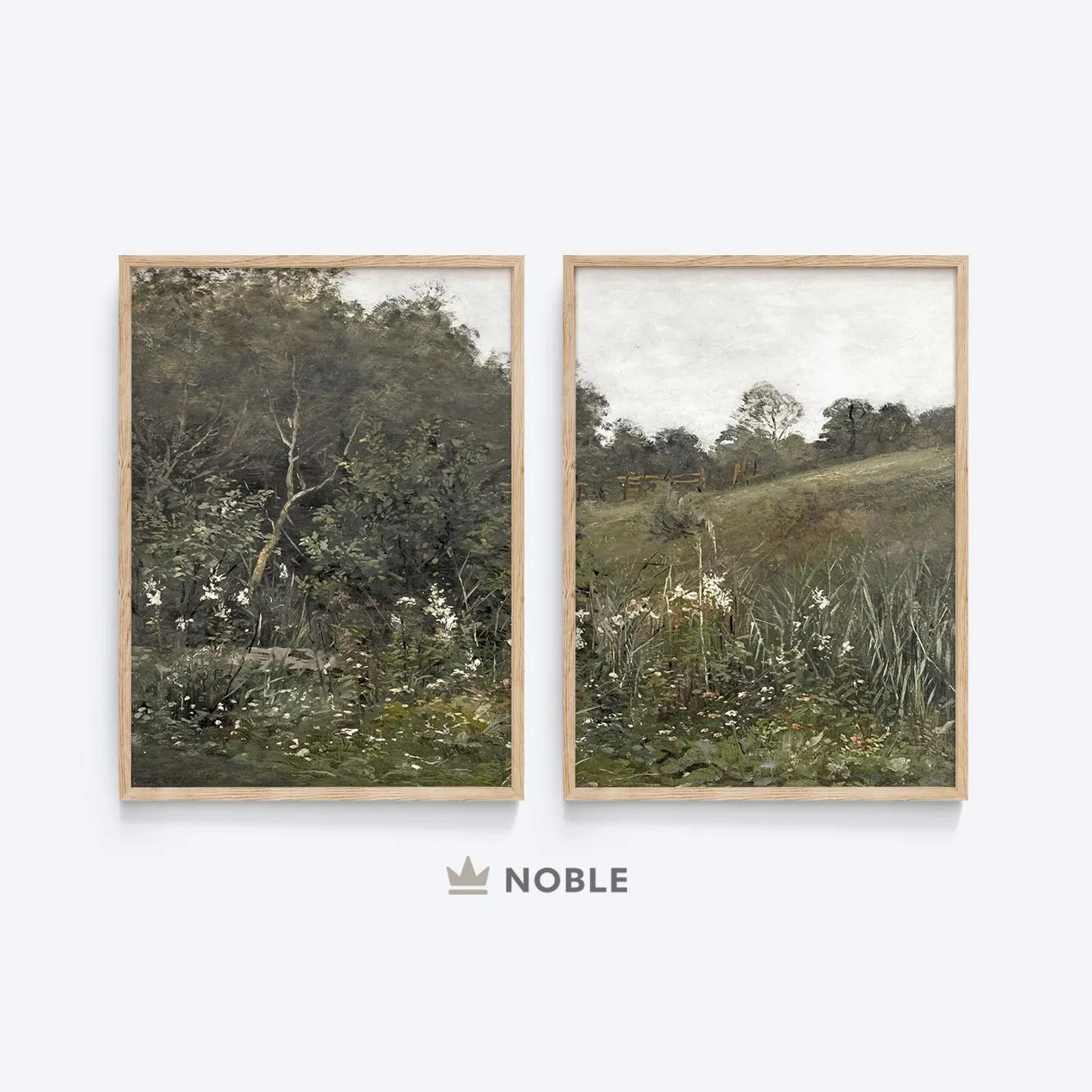 Meadow Fields Landscape, Set of 2 Prints, Vintage Flower Field Painting, Over the Bed Decor, Summ... | Etsy (US)