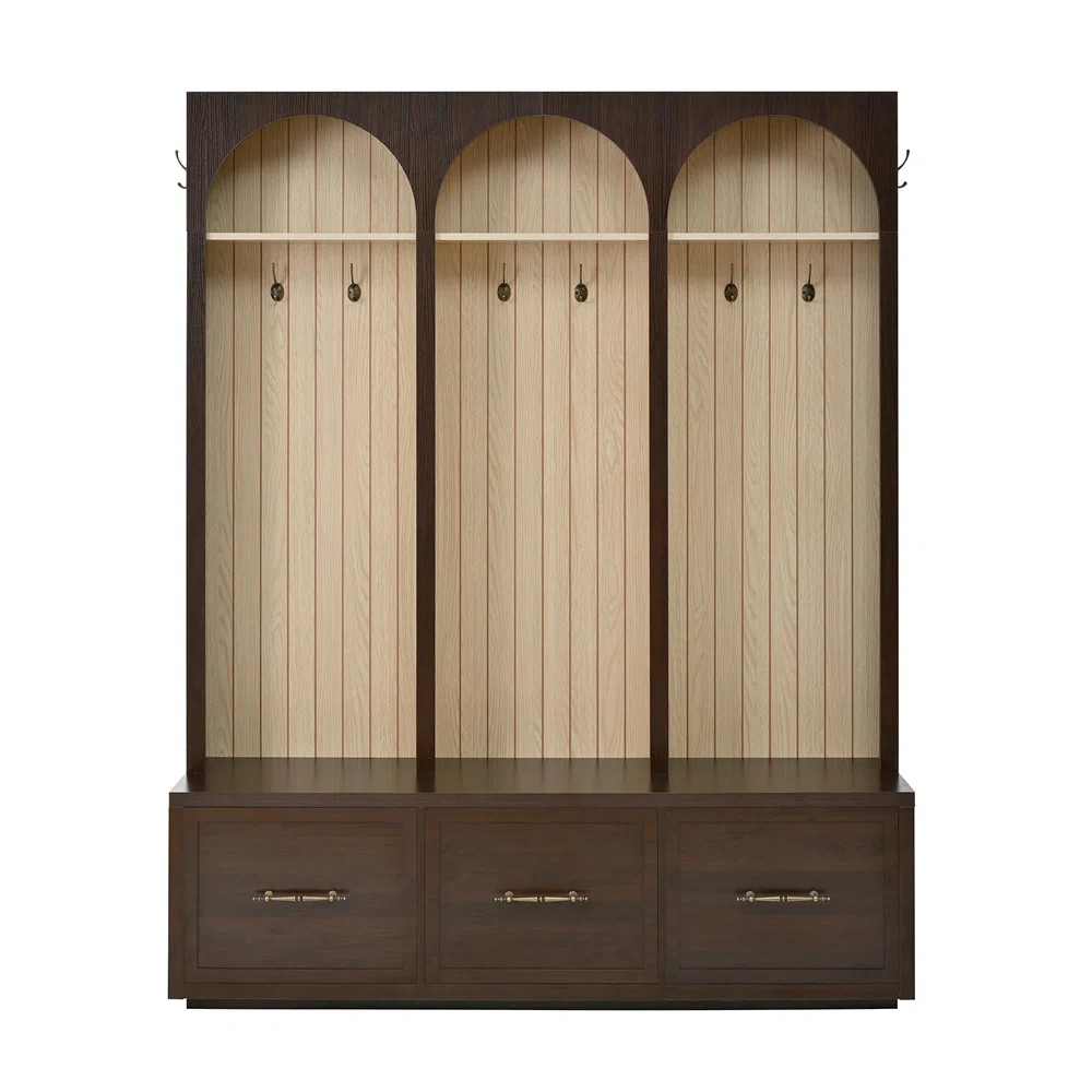 Farmhouse Wooden Style Hall Tree with Arched Design | Wayfair North America