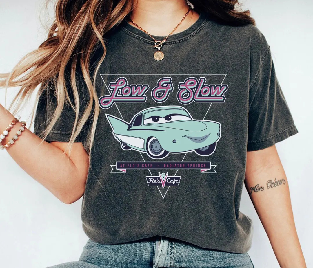 Flo Low & Slow at Flo’s V8 Café Shirt, Cars Movie T-shirt, Racer Tee, Disney Family Vacation, ... | Etsy (US)