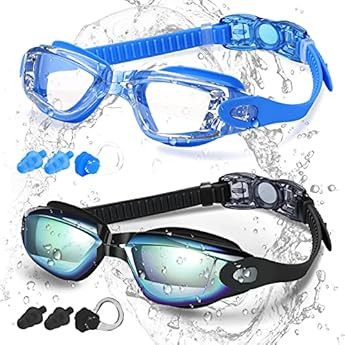 Kids Swim Goggles, 2 Packs Swimming Goggles for Kids Girls Boys and Child Age 4-16 | Amazon (US)