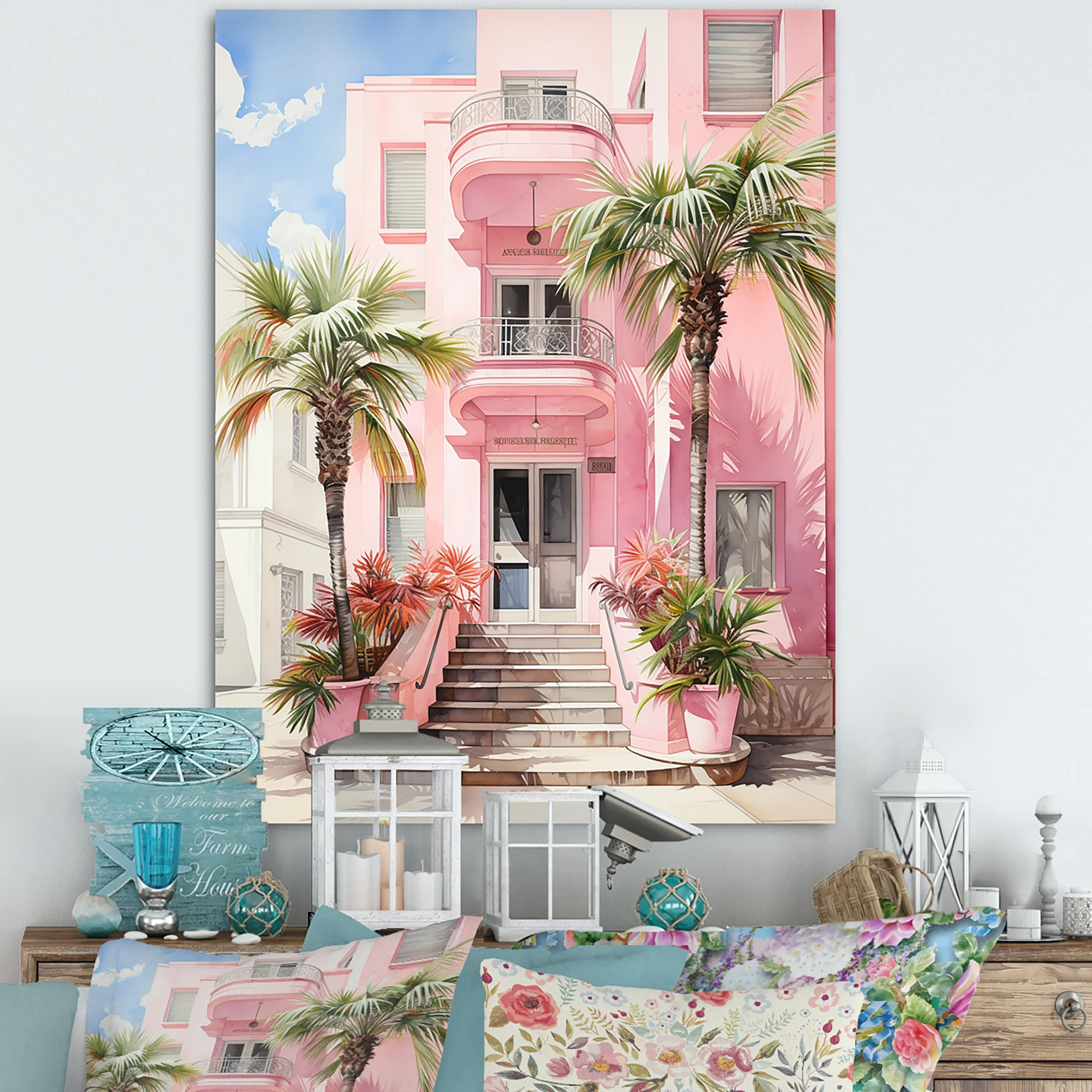 Bayou Breeze Zelpha Pink Miami Artful Facades II Framed On Canvas Print | Wayfair | Wayfair North America