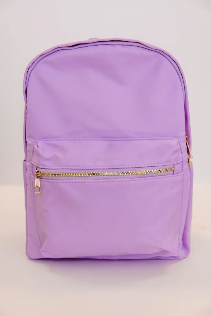 Easy Going Lilac Varsity Backpack | The Mint Julep Boutique