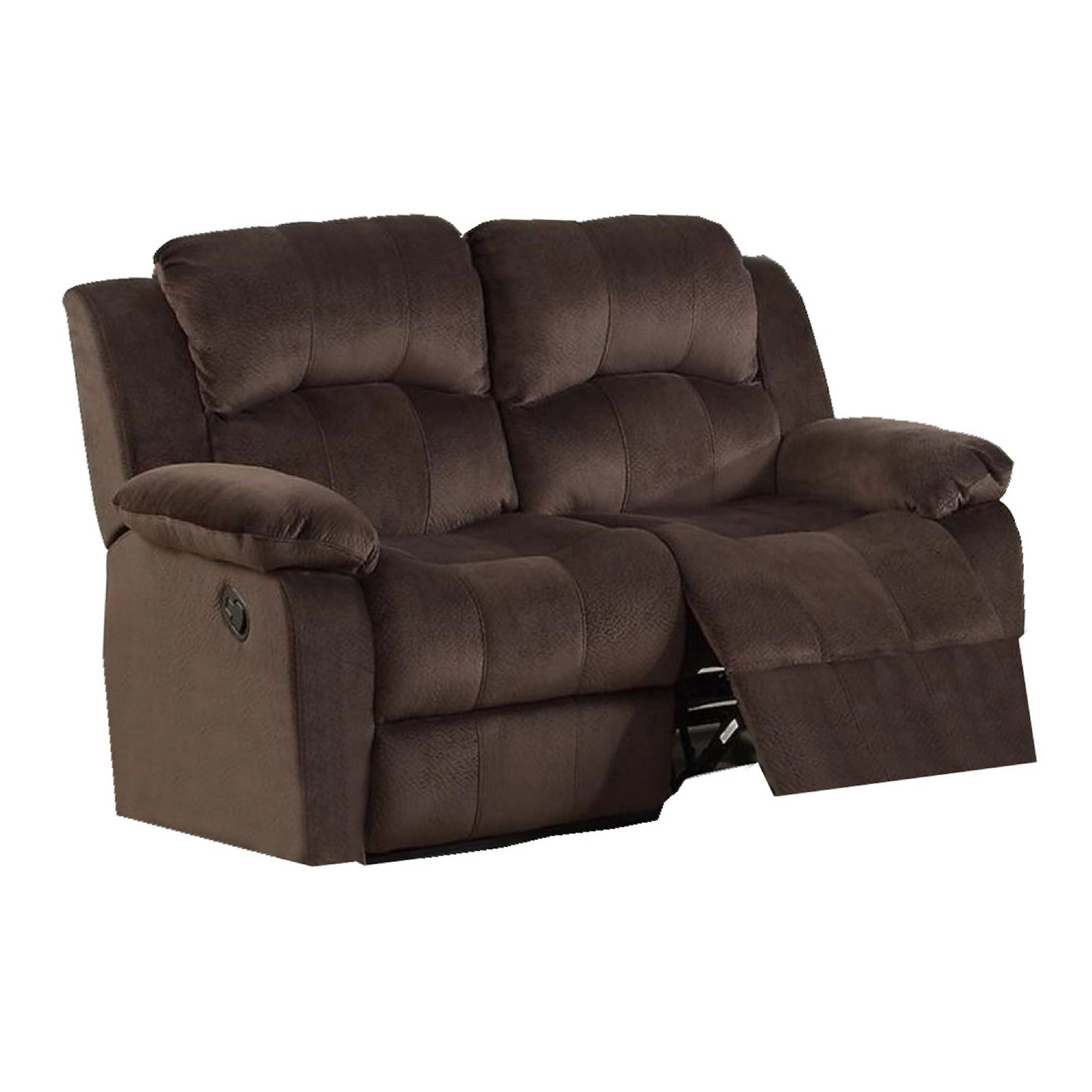 Benzara 61-in Modern Brown Suede 2 -seater Reclining Loveseat | BM171442 | Lowe's