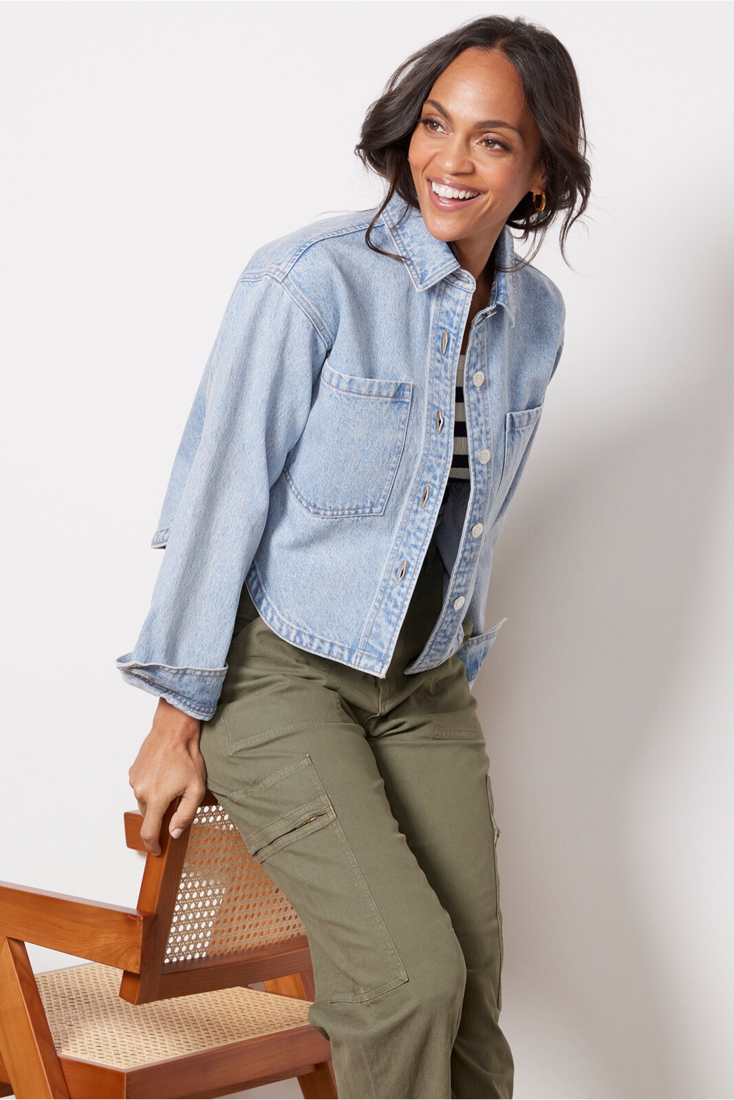 All Day Cropped Denim Jacket | Evereve