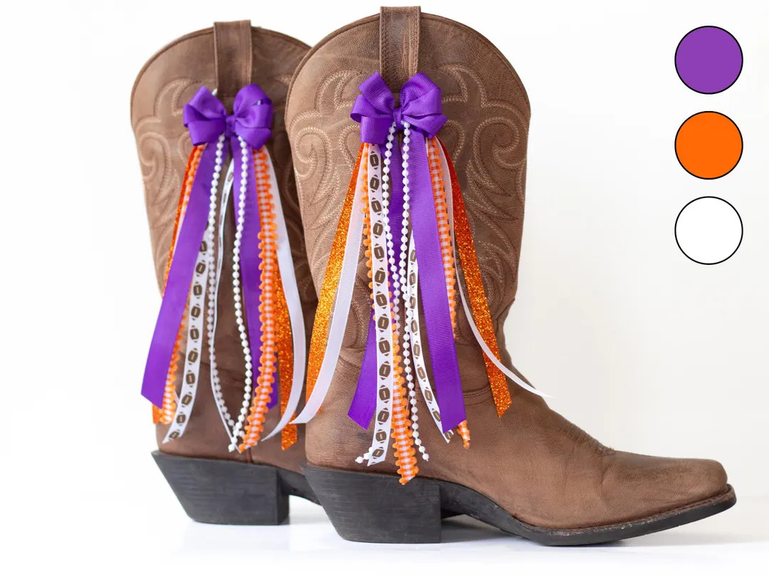 South Carolina College GameDay Boot Bows | Purple and Orange Boot Bows | Game-day Accessory | Sou... | Etsy (US)