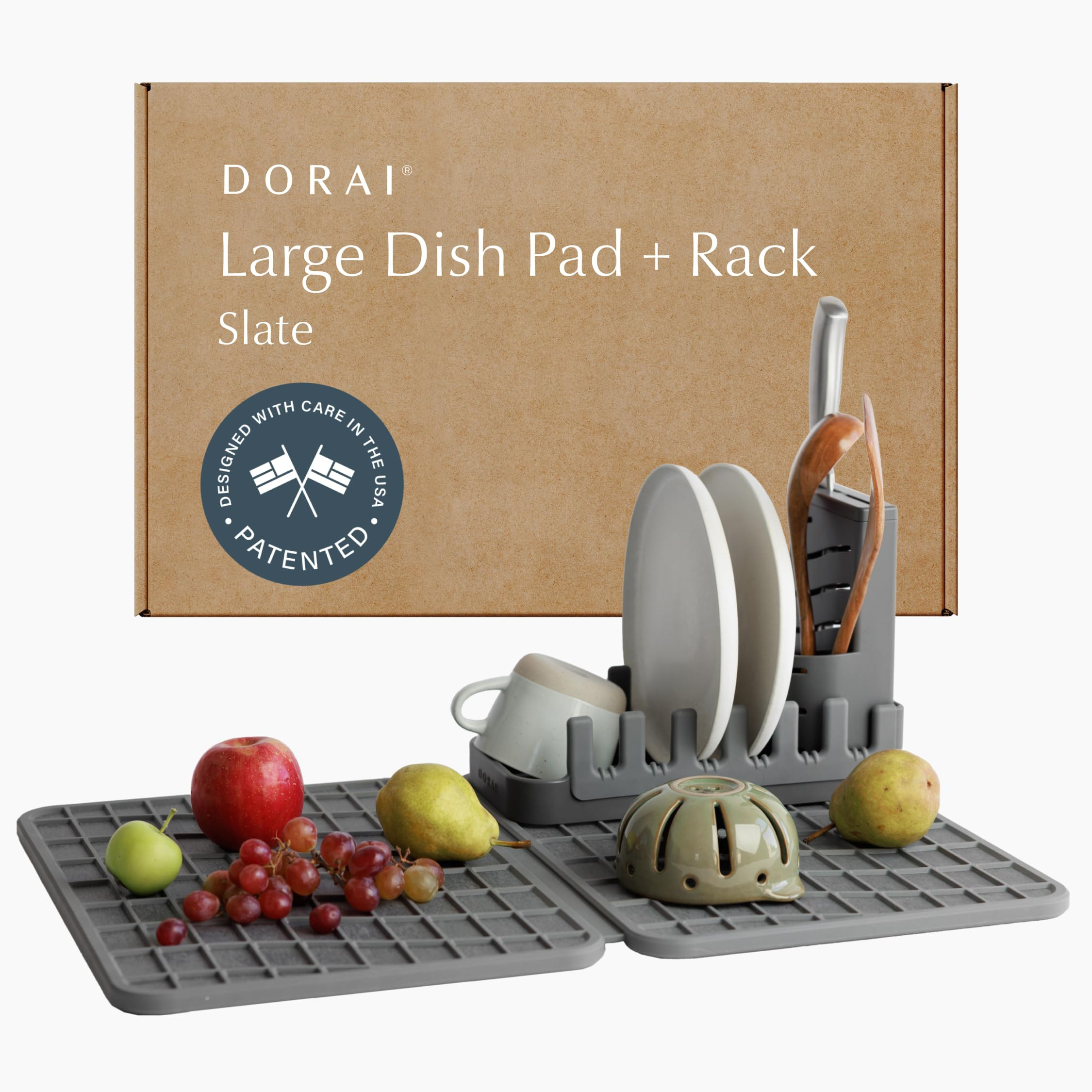 Dorai Home Collapsible Dish Drying Rack with Stone Dish Pad - Kitchen Counter Set with Diatomaceo... | Amazon (US)