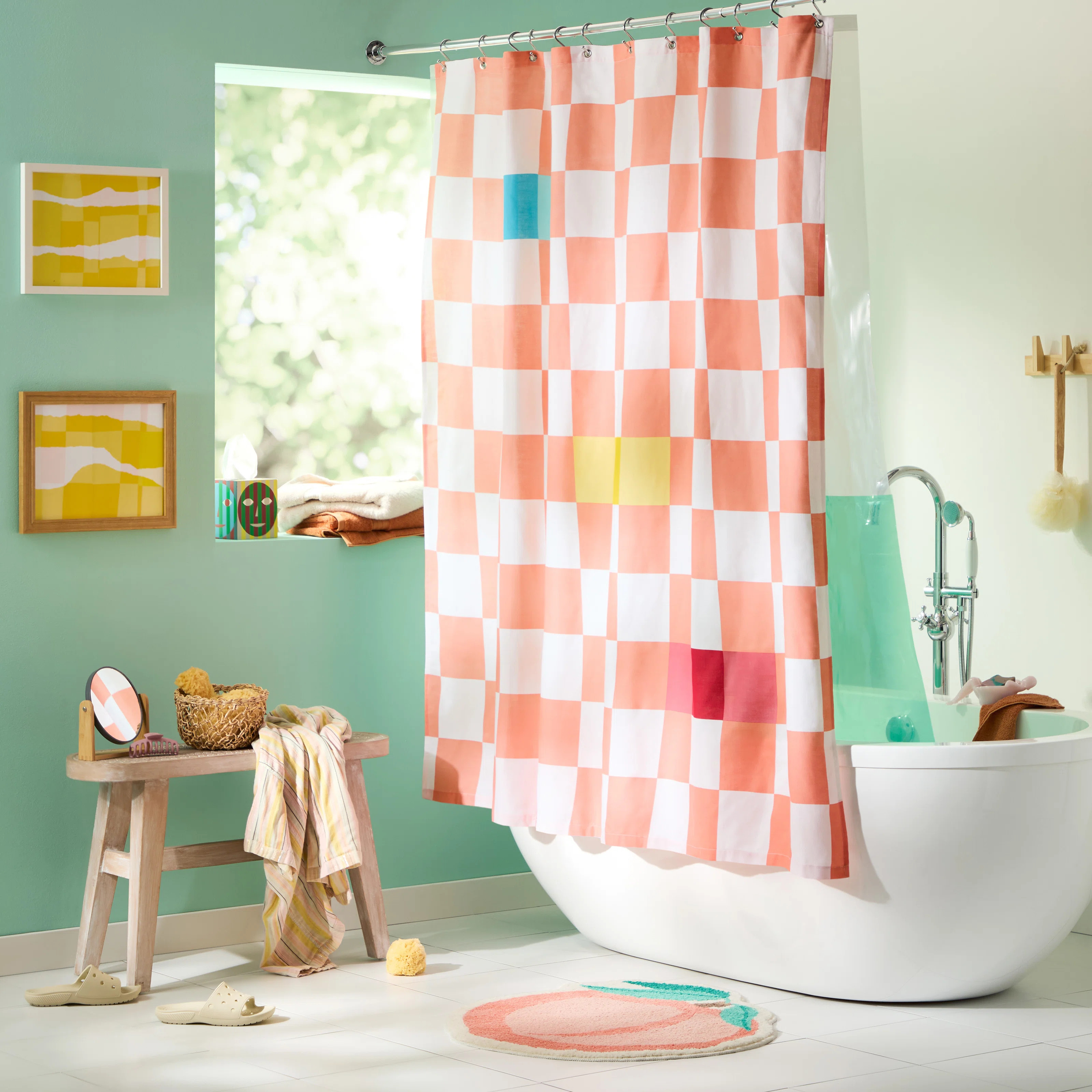 Town & Country Play Betty Bold Checkerboard Fabric Shower Curtain 70"X72" | Wayfair North America