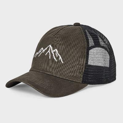 Men's Mesh Back Mountain Art Baseball Hat - Goodfellow & Co™ Dark Gray: Adjustable Snapback, Tw... | Target