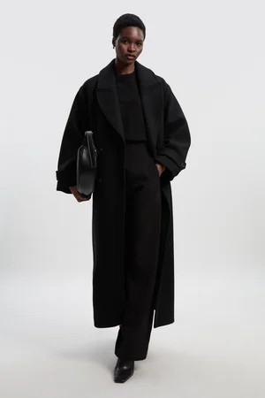 Wool Oversized Double Breasted Tailored Midi Coat | Karen Millen UK + IE + DE + NL