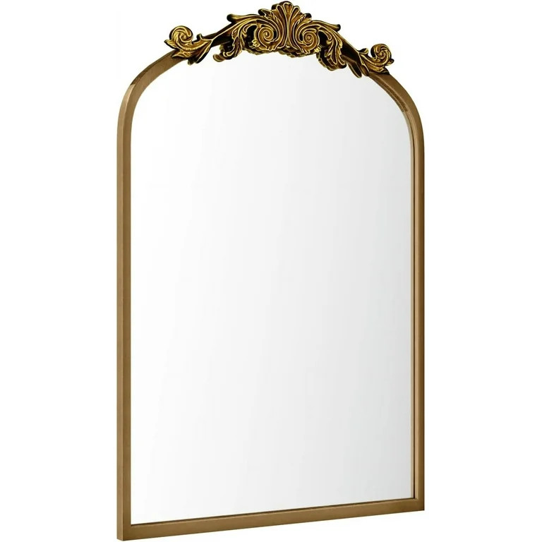 Swafrrt 20" x 32" Antique Gold Baroque Arch Wall Mirror, Vintage Bathroom Mirror with Aluminum Fr... | Walmart (US)