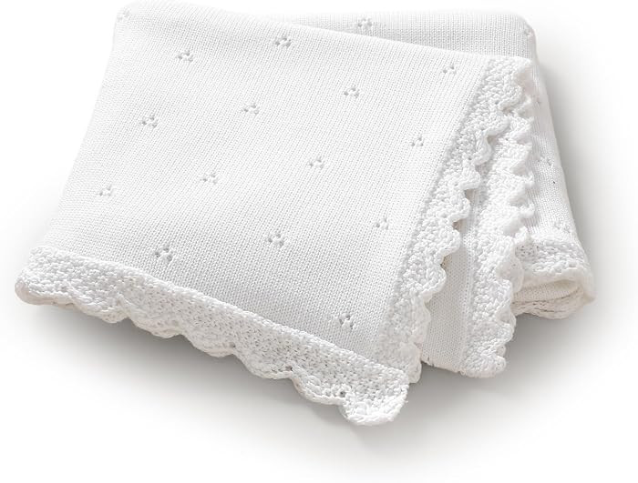 Organic Cotton Baby Blanket for Boys Girls, 30x40 Inch (White) | Amazon (US)