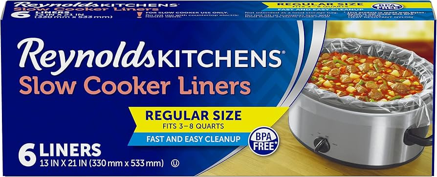 Reynolds Kitchens Slow Cooker Liners, Regular (Fits 3-8 Quarts), 6 Count | Amazon (US)