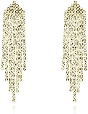 Luxval Rhinestone Earrings Dangling for Women Sparkly Silver Dangle Earrings Girls Long Chandelie... | Amazon (US)