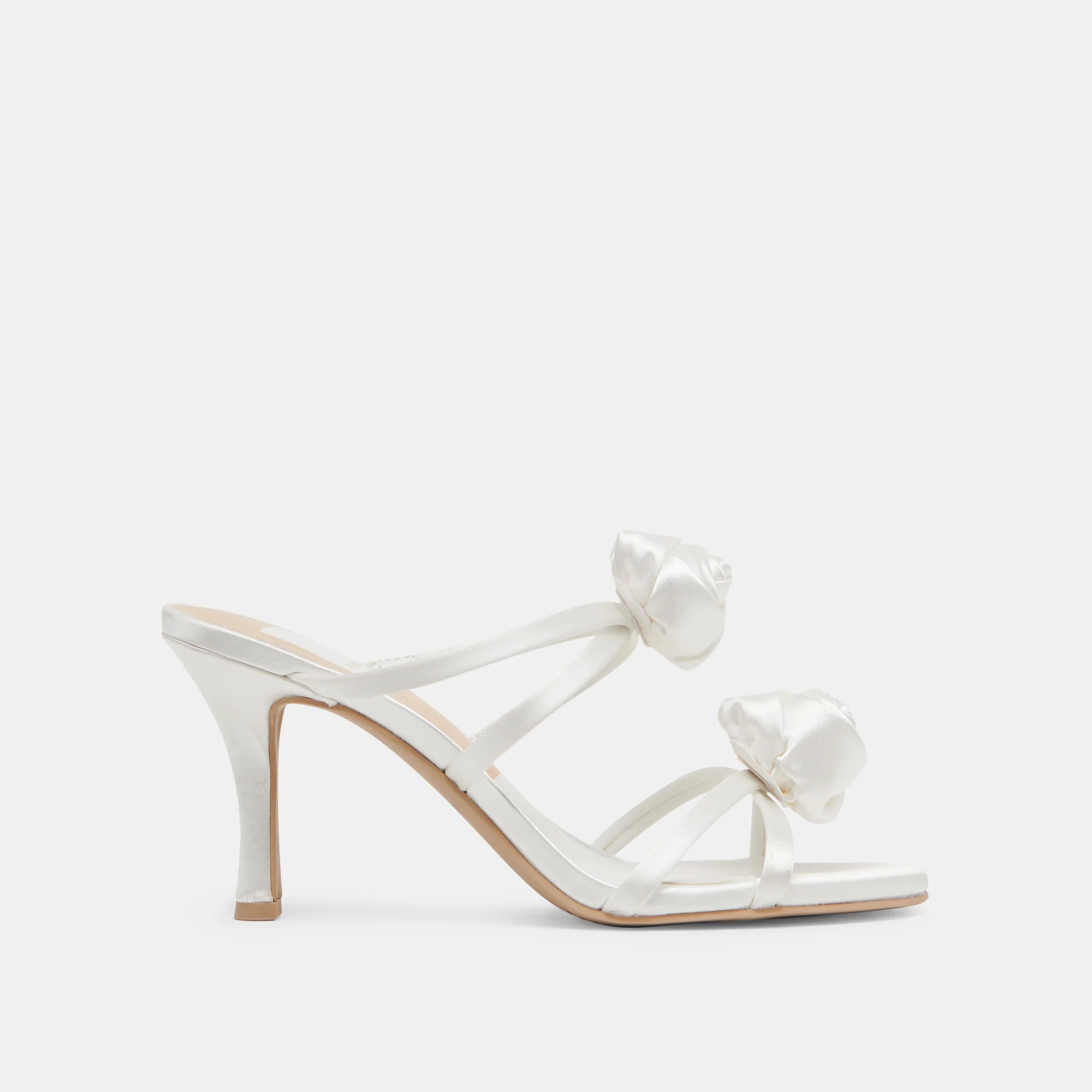 Linzy Heels True White Satin | DolceVita.com