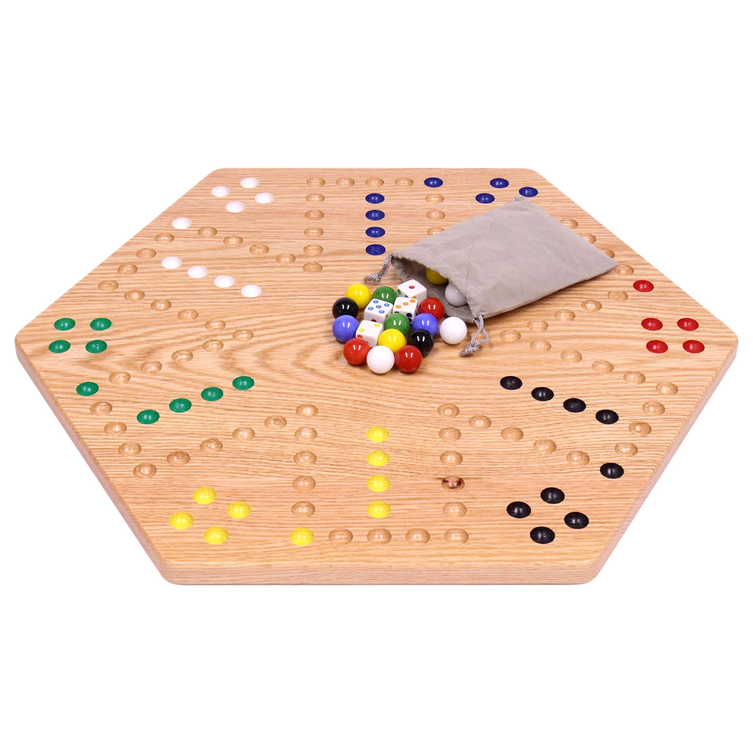 AmishToyBox.com Wahoo Marble Game Board Set - 20" Wide - Solid Oak Wood - Double-sided - with Lar... | Amazon (US)