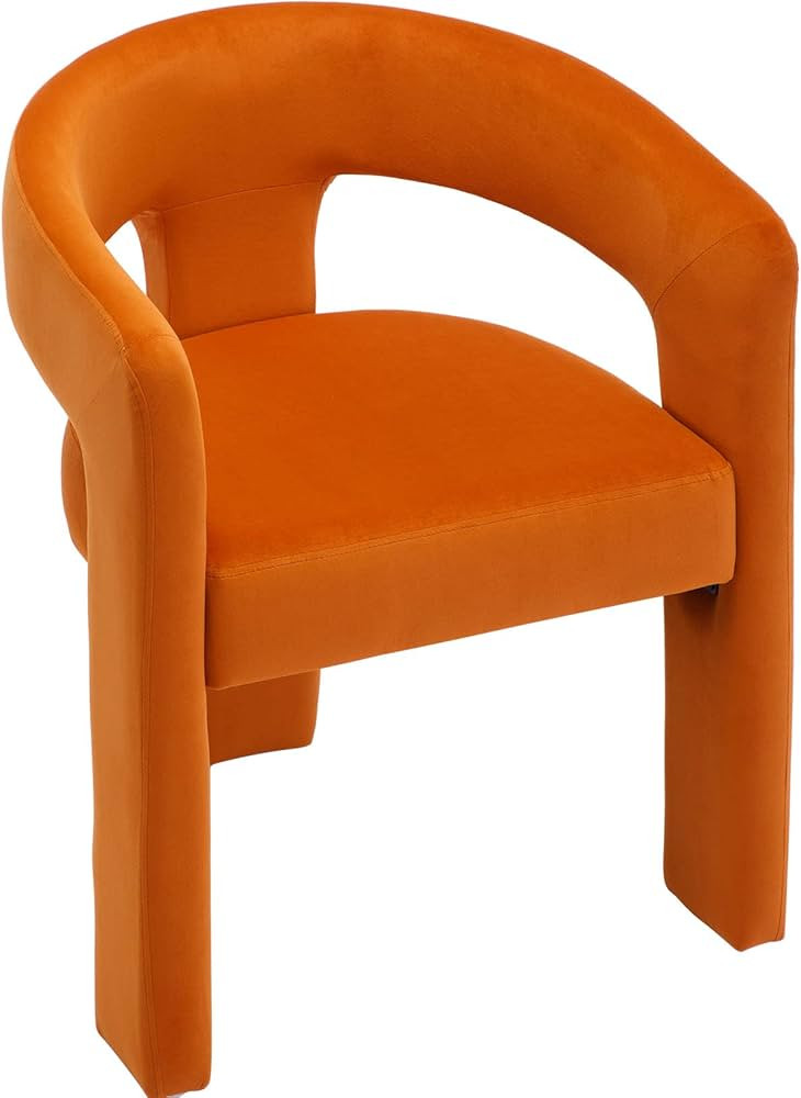 VESCASA Velvet Barrel Dining Chair with Open-Back, Upholstered Modern Accent Side Armchair with 3... | Amazon (US)