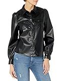 The Drop Women's Clemence Faux Leather Puffed Long Sleeve Utility Blouse | Amazon (US)