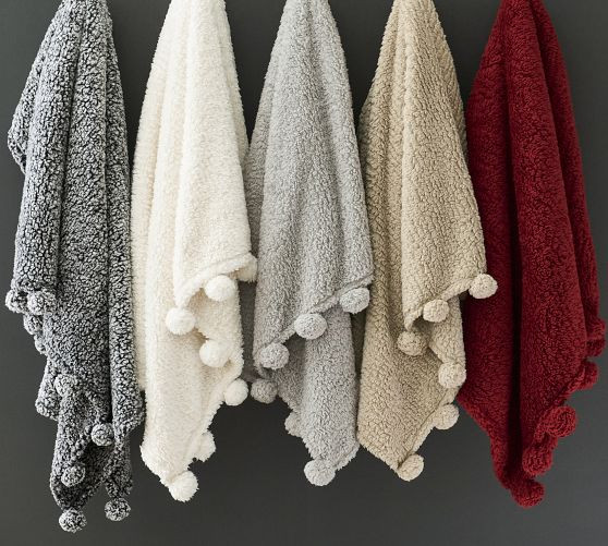 Cozy Pom Pom Sherpa Throws | Pottery Barn (US)