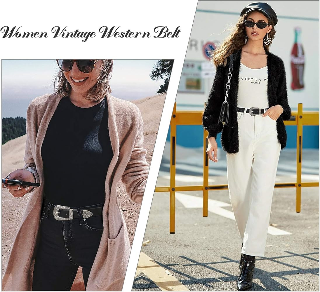 WHIPPY Western Belts for Women - Vintage Western Design Ladies Cowgirl Waist Belt for Pants Jeans... | Amazon (US)