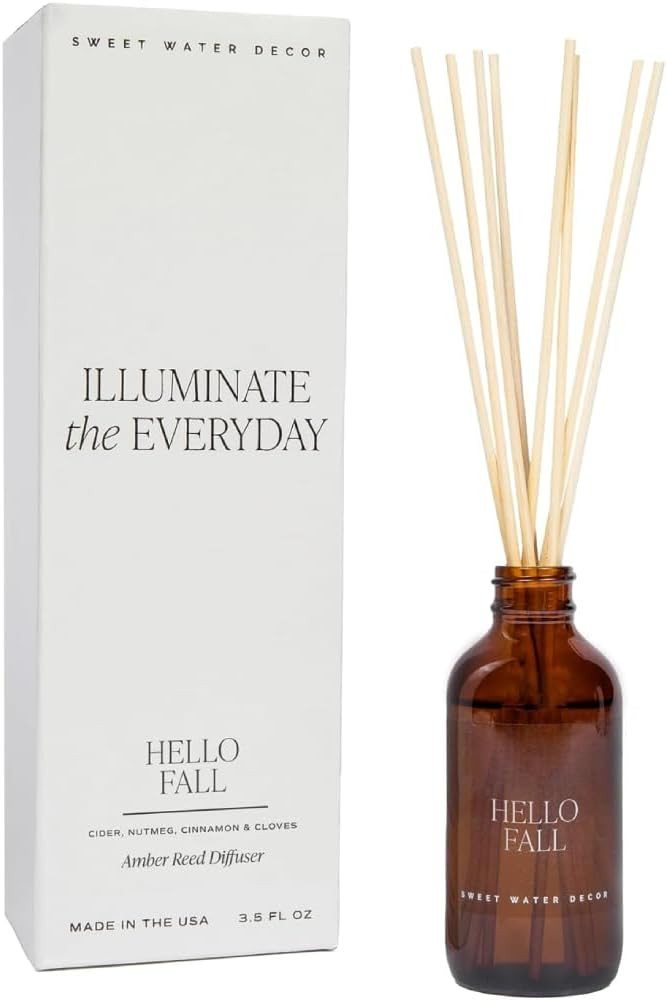 Sweet Water Decor Hello Fall Reed Diffuser Set - Hot Cider, Cinnamon, Cloves, Apple, and Nutmeg Fall Scented Diffuser - Scent Diffusers for Home, Fall Home Decor Long Lasting Fragrance Made in the USA | Amazon (US)