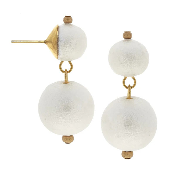 Double Cotton Pearl Drop Earrings | Susan Shaw