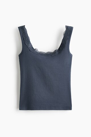 H & M - Lace-Trimmed Tank Top - Dark Blue | H&M (US + CA)