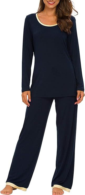 TIKTIK Womens Pajama Set Long Sleeve Sleepwear Scoop Neck Pjs Sets S-4XL | Amazon (US)