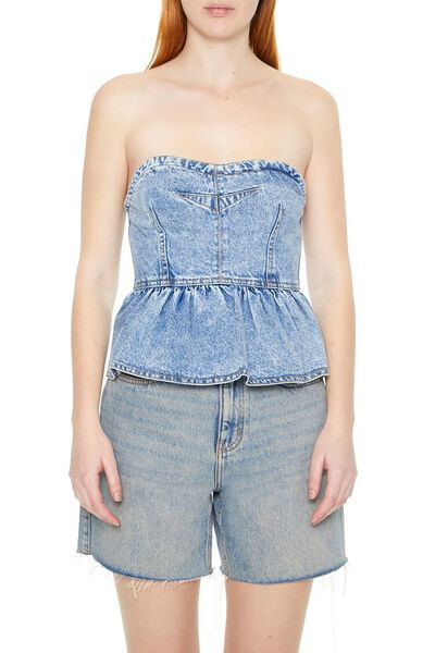 Sweetheart Denim Peplum Top | Forever 21