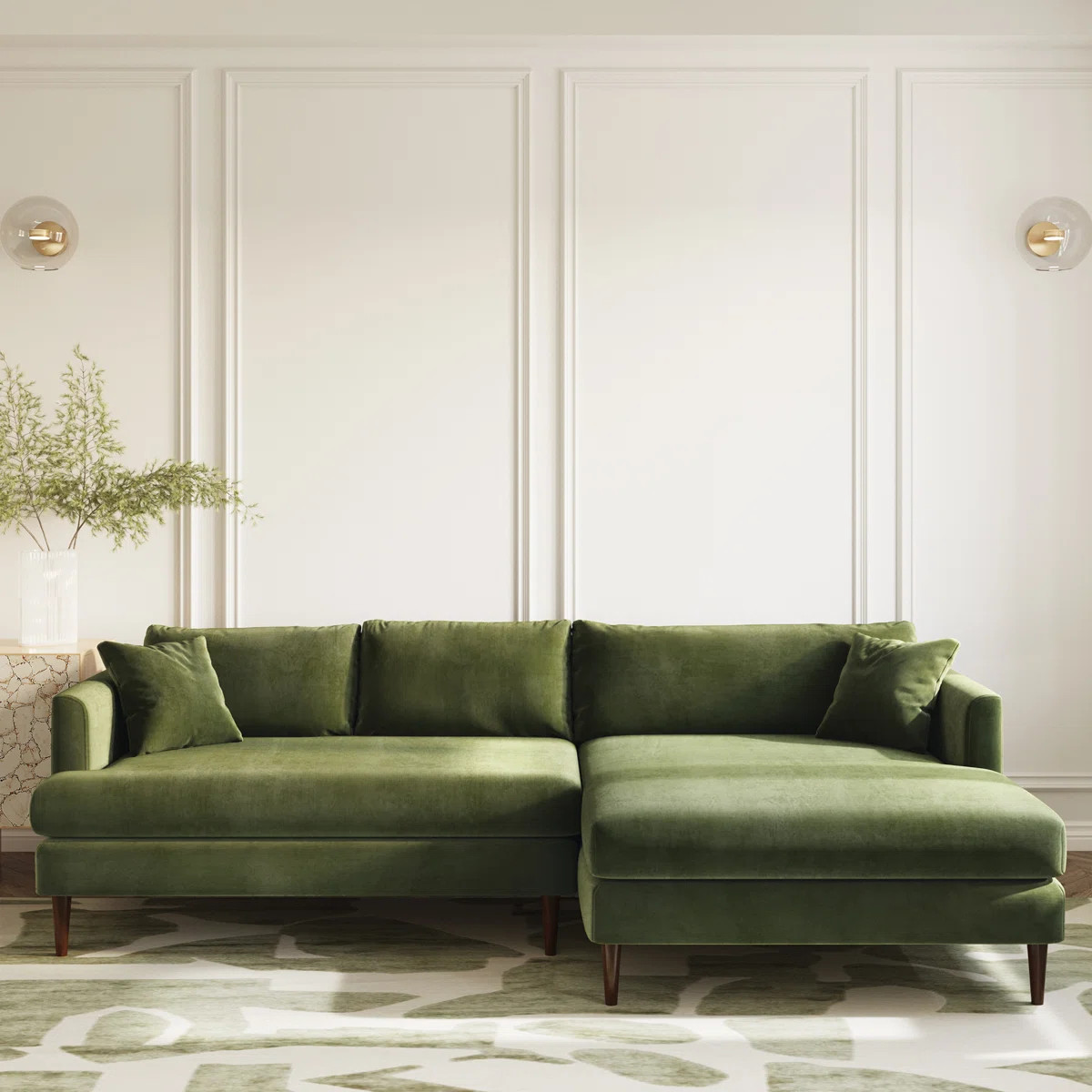 Tilica Velvet Sofa Sectional with Extra-Wide Chaise | Wayfair North America