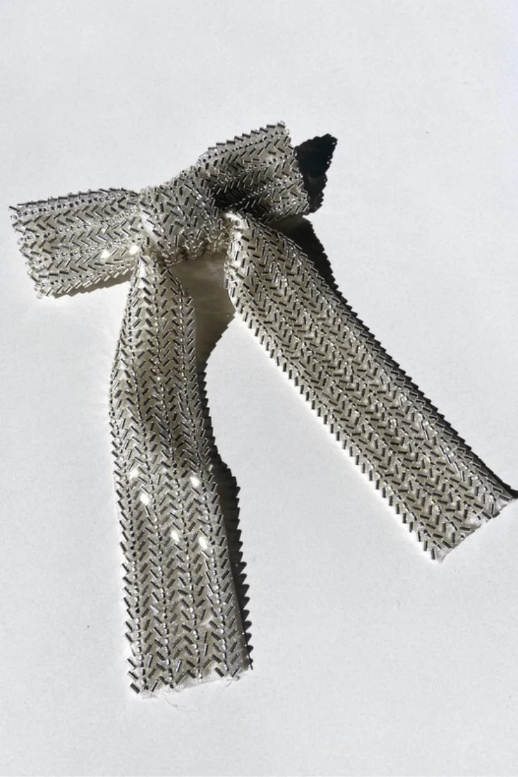 Tinsley Silver Beaded Bow | Confête