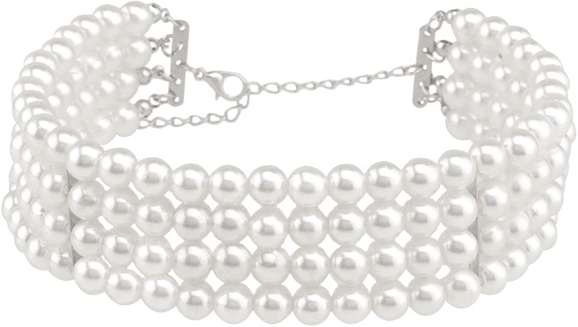 Multi Strand Faux Pearl Choker Necklace for Women Girls 10.3-14.17 inches | Amazon (US)