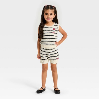 Toddler Girls' 2pc Disney Minnie Mouse Crochet Top & Shorts Set - Beige 3T | Target