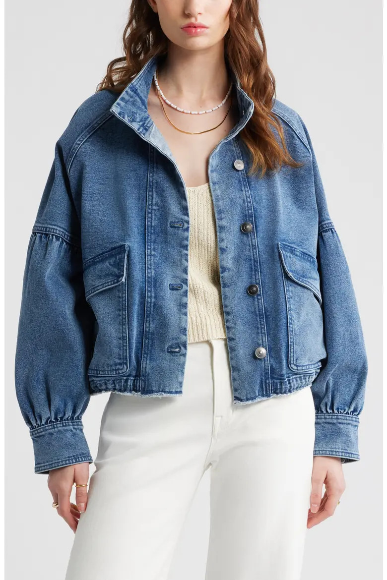 Blouson Sleeve Denim Jacket (Women) | Nordstrom | Nordstrom