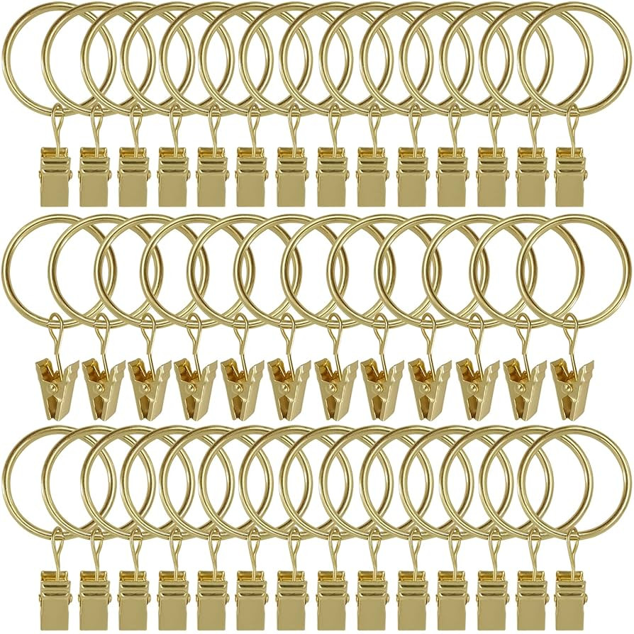 40 Pack Curtain Rings with Clips, Drapery Clips with Rings, Drapes Rings 1.26 in Interior Diamete... | Amazon (US)