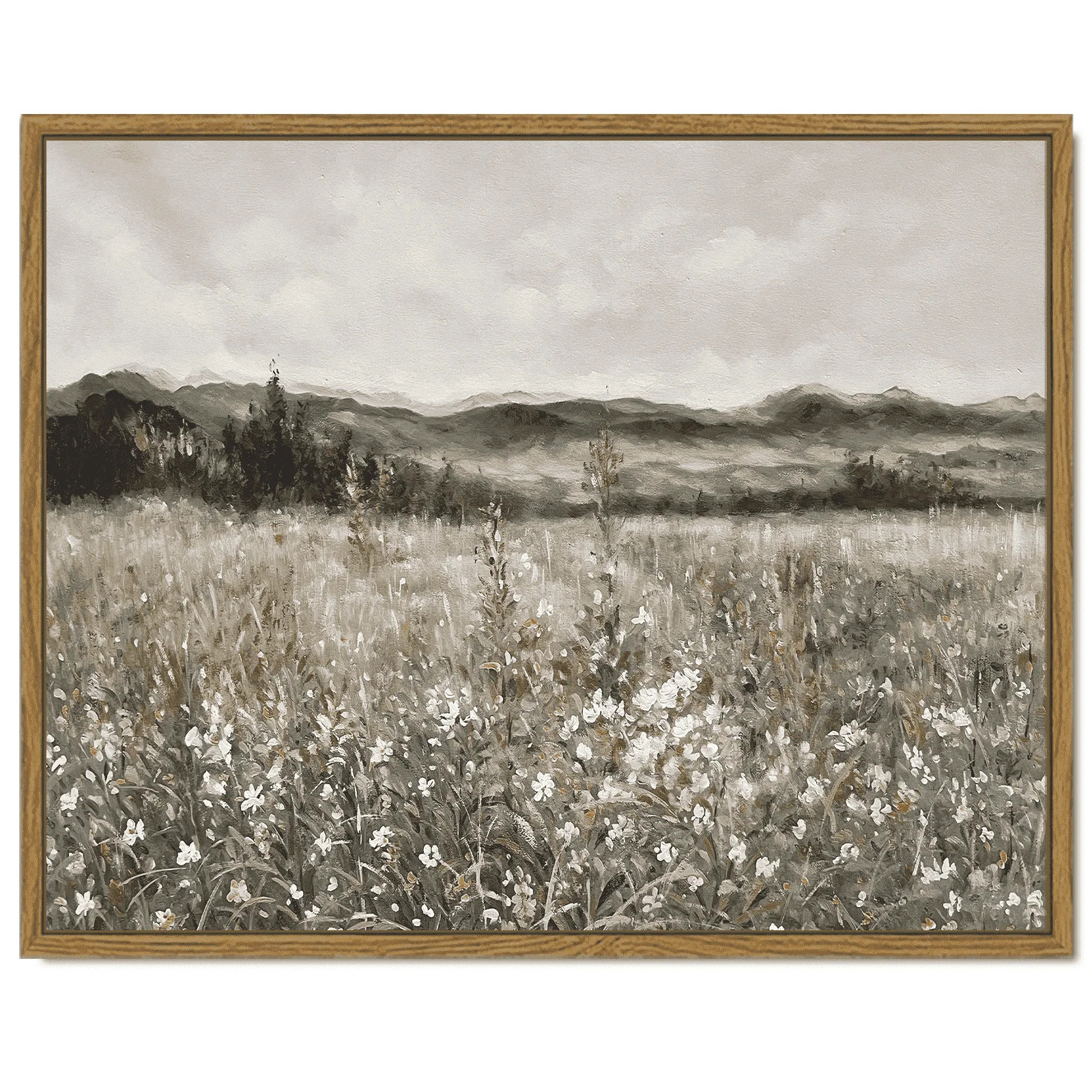 Drsoum Vintage Framed Canvas Wall Art Home Decor, Meadow with Flowers Painting for Kitchen Bathro... | Walmart (US)