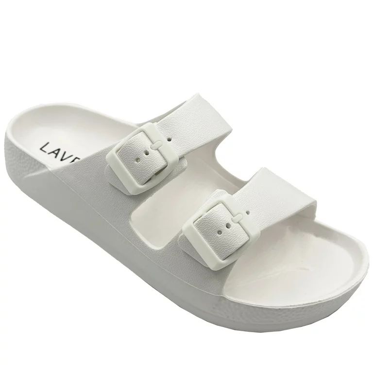LAVRA Women Double Buckle Sandals EVA Adjustable Rubber Slides | Walmart (US)