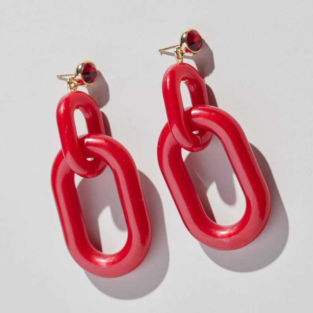 Red Bianca Acrylic Statement Earrings | Nickel and Suede