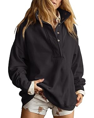 Gacaky Sweatshirt for Women Oversized Casual Long Sleeve Button Henley Neck Pullover Tops Fashion... | Amazon (US)
