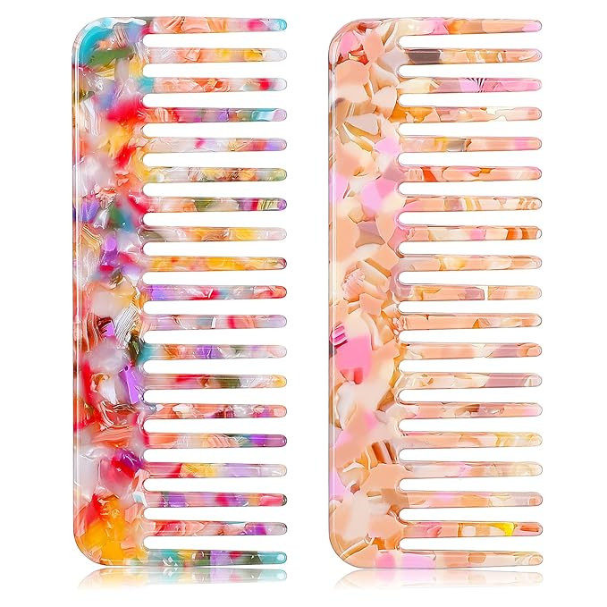 2 Pack Wide Tooth Comb for Women, Red Tortoise Shell Wide Comb Detangling Combs Shower Combs Larg... | Amazon (US)