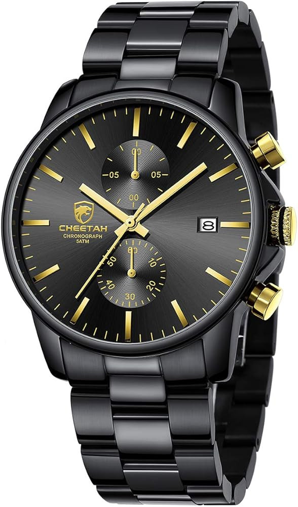GOLDEN HOUR Fashion Business Mens Watches with Stainless Steel Waterproof Chronograph Quartz Watc... | Amazon (US)