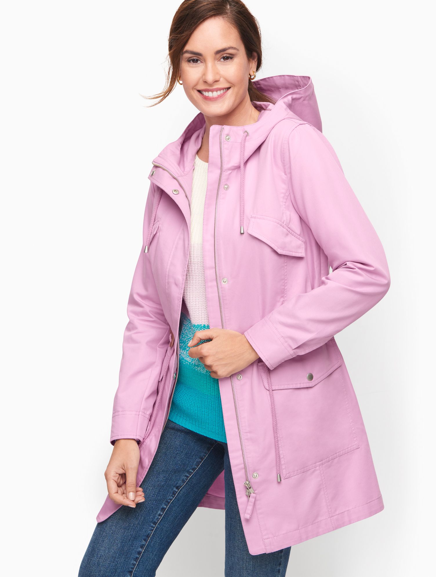 Hooded Washed Cotton Anorak Jacket - Orchid Mist - Small Talbots | Talbots