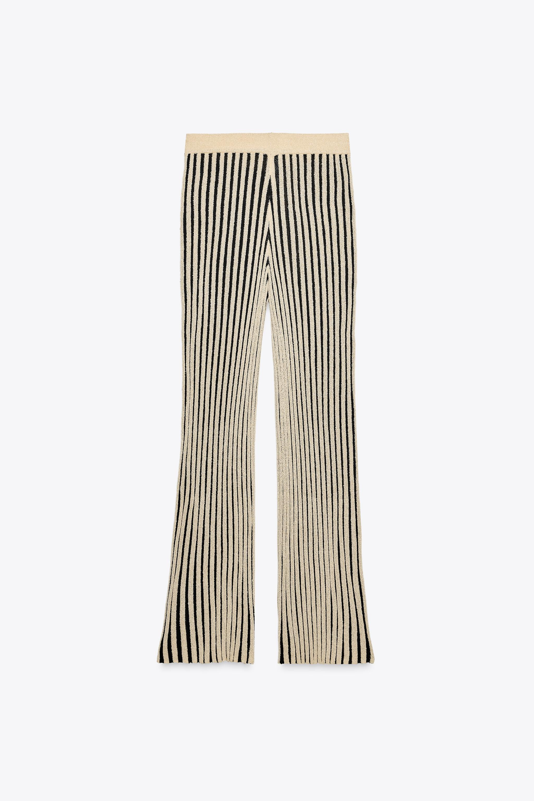 STRIPED CUT KNIT PANTS | Zara US