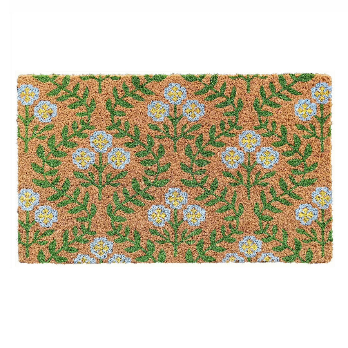 18"x30" Boxwood Flower Coir Doormat Nautral/Green/Blue | Target