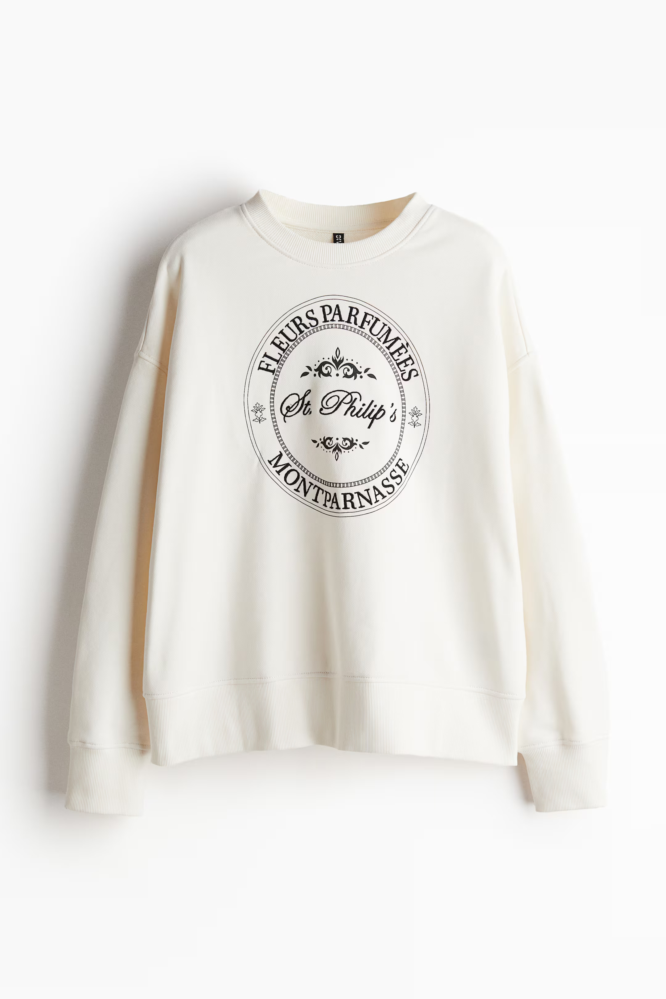 Oversized Sweatshirt with Motif - Cream/Fleurs Parfumées - Ladies | H&M US | H&M (US + CA)