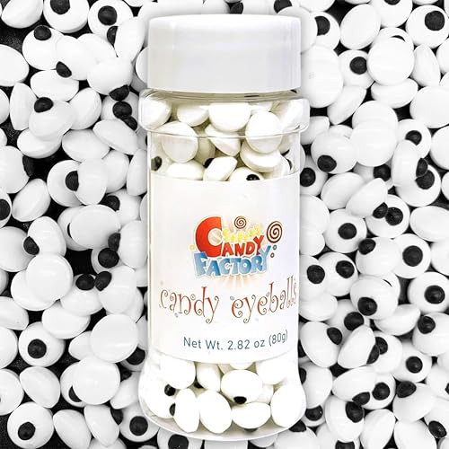 Sarah's Candy Factory Medium Size (0.4 inches) 2.82 Oz in Bottle Candy Eyes Eyeballs for Cake, Cupcake Toppers, Cookie Decorations Edible Sugar Icing Kosher in a Bottle | Amazon (US)