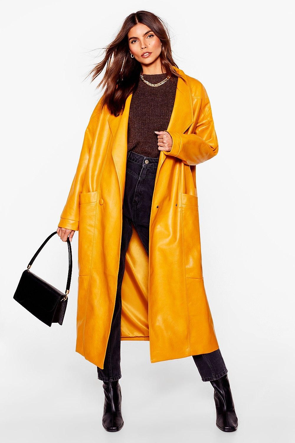 Womens Faux Leather Mind Oversized Coat - Mustard | NastyGal (US & CA)